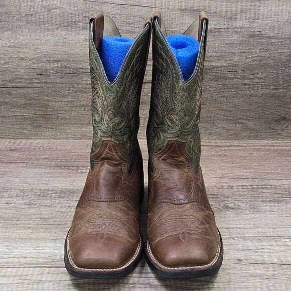 Double H Men\'s 9 EE Brown Green Leather Square Soft Toe Western Boots (DH3571) main image 10